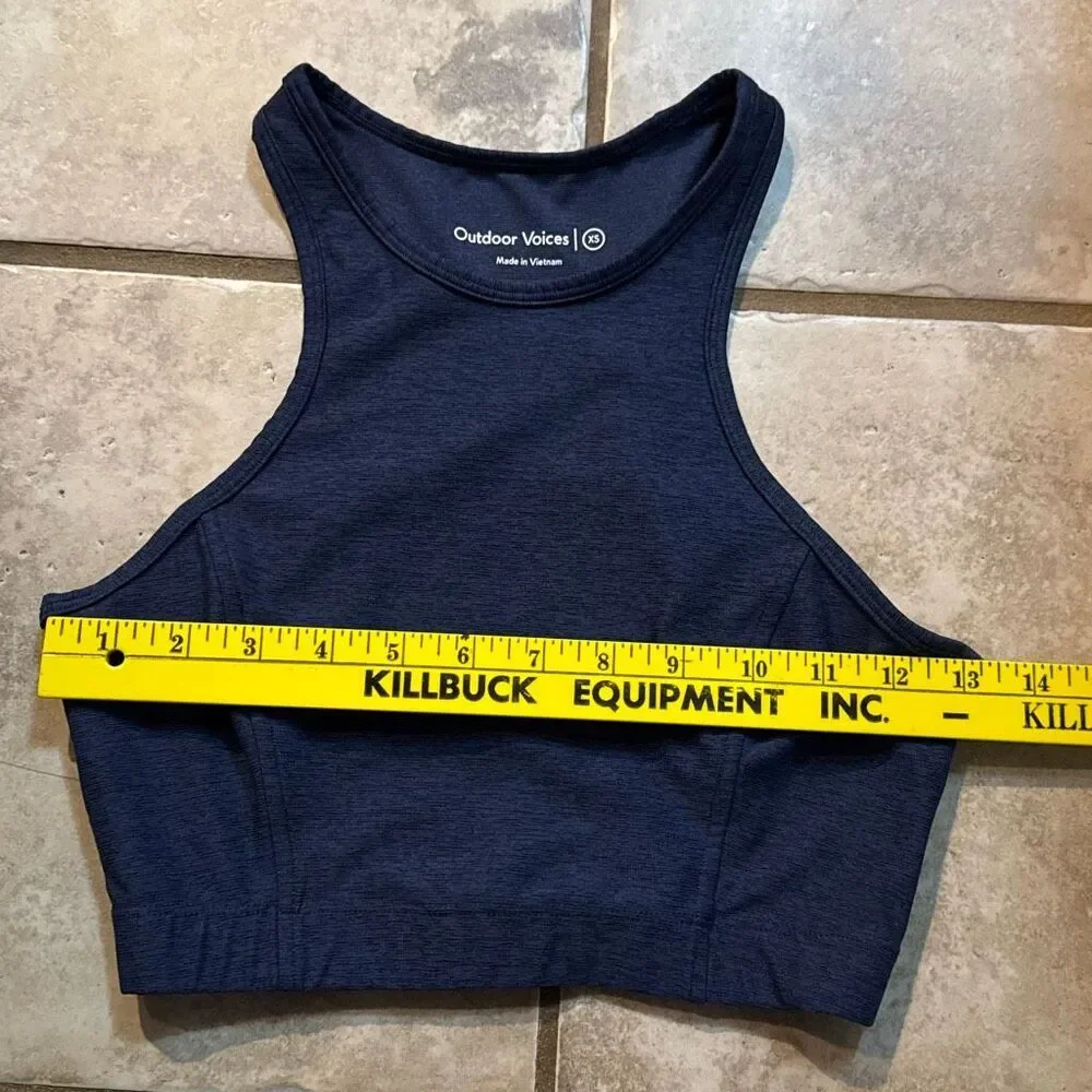 Outdoor voices Athena crop top sports bra size XS women’s navy blue gym athletic